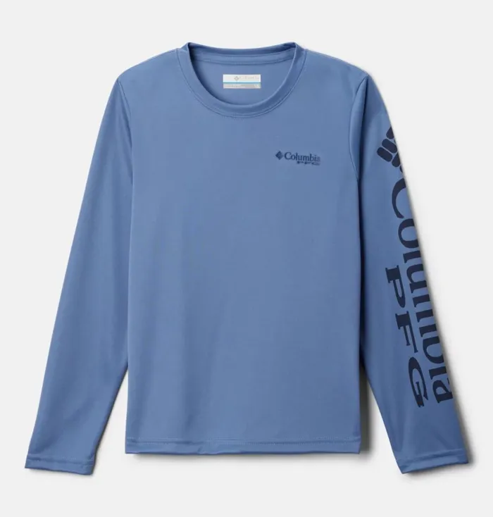 PFG Terminal Tackle Long Sleeve Tee Bluestone Collegiate Navy Kids Columbia Sportswear Tops PFG Terminal Tackle Long Sleeve Tee Bluestone Collegiate Navy Kids Columbia Sportswear Tops