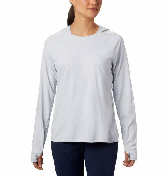 PFG Tidal Deflector Hoodie Cirrus Grey Womens Columbia Sportswear Long Sleeve