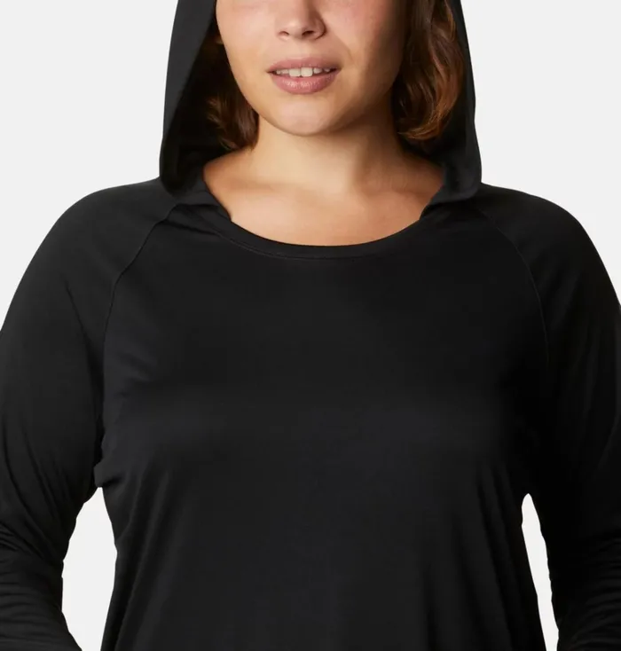 PFG Tidal Tee Hoodie 8211 Plus Size Black Cirrus Grey Logo Womens Columbia Sportswear Long Sleeve PFG Tidal Tee Hoodie 8211 Plus Size Black Cirrus Grey Logo Womens Columbia Sportswear Long Sleeve