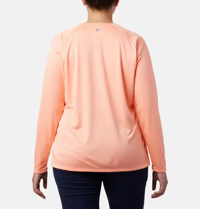 PFG Tidal Tee II Long Sleeve 8211 Plus Size Tiki Pink White Logo Womens Columbia Sportswear Long Sleeve PFG Tidal Tee II Long Sleeve 8211 Plus Size Tiki Pink White Logo Womens Columbia Sportswear Long Sleeve