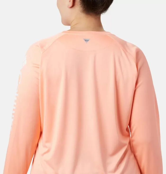 PFG Tidal Tee II Long Sleeve 8211 Plus Size Tiki Pink White Logo Womens Columbia Sportswear Long Sleeve PFG Tidal Tee II Long Sleeve 8211 Plus Size Tiki Pink White Logo Womens Columbia Sportswear Long Sleeve
