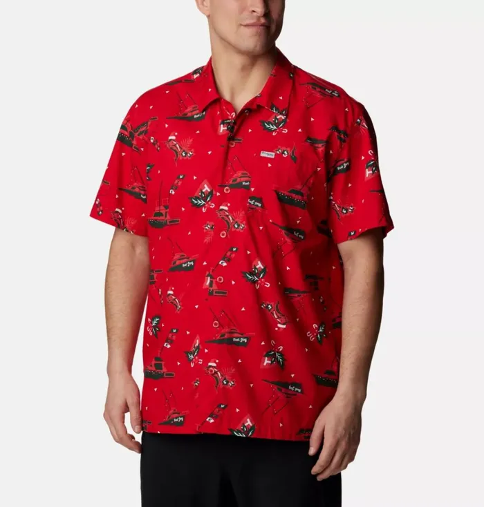 PFG Trollers Best Short Sleeve Shirt Tall Red Spark Reel Joy Print Mens Columbia Sportswear Short Sleeve PFG Trollers Best Short Sleeve Shirt Tall Red Spark Reel Joy Print Mens Columbia Sportswear Short Sleeve