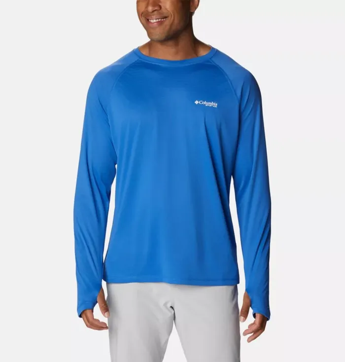 PFG Zero Rules Ice Long Sleeve Shirt Vivid Blue Mens Columbia Sportswear Long Sleeve