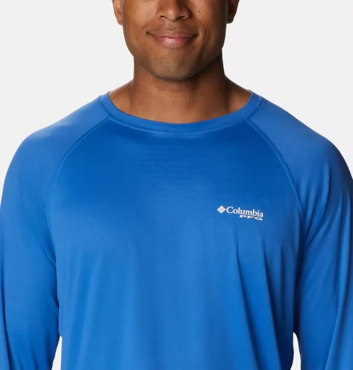 PFG Zero Rules Ice Long Sleeve Shirt Vivid Blue Mens Columbia Sportswear Long Sleeve PFG Zero Rules Ice Long Sleeve Shirt Vivid Blue Mens Columbia Sportswear Long Sleeve