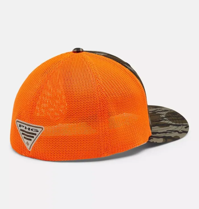 PHG Camo Mesh Ball Cap 8211 High Crown Mossy Oak Bottomland Blaze Orange Logo MensWomens Columbia Sportswear Hats PHG Camo Mesh Ball Cap 8211 High Crown Mossy Oak Bottomland Blaze Orange Logo MensWomens Columbia Sportswear Hats