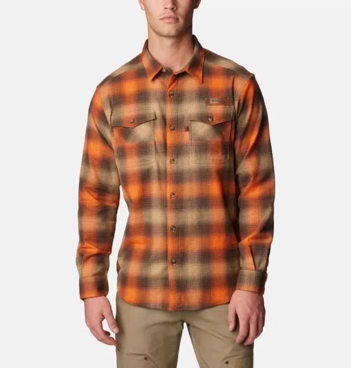 PHG Roughtail Stretch Flannel Long Sleeve Shirt Cordovan Buck Plaid Mens Columbia Sportswear Long Sleeve PHG Roughtail Stretch Flannel Long Sleeve Shirt Cordovan Buck Plaid Mens Columbia Sportswear Long Sleeve