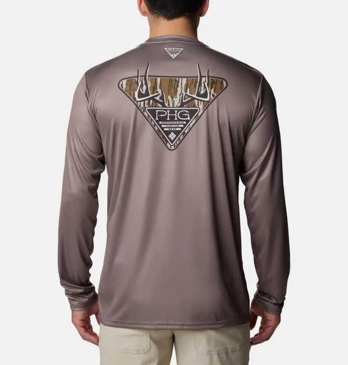 PHG Terminal Shot Camo Triangle Long Sleeve Shirt Iron Mo Bottomland Antlers Mens Columbia Sportswear Long Sleeve PHG Terminal Shot Camo Triangle Long Sleeve Shirt Iron Mo Bottomland Antlers Mens Columbia Sportswear Long Sleeve