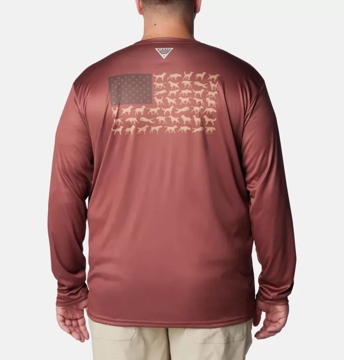 PHG Terminal Shot Game Flag Long Sleeve Shirt 8211 Big Red Rocks Sahara Dog Flag Mens Columbia Sportswear Long Sleeve PHG Terminal Shot Game Flag Long Sleeve Shirt 8211 Big Red Rocks Sahara Dog Flag Mens Columbia Sportswear Long Sleeve