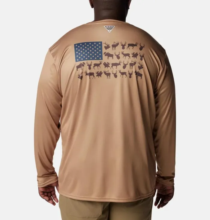 PHG Terminal Shot Game Flag Long Sleeve Shirt 8211 Big Sahara Cordovan Big Game Flag Mens Columbia Sportswear Long Sleeve PHG Terminal Shot Game Flag Long Sleeve Shirt 8211 Big Sahara Cordovan Big Game Flag Mens Columbia Sportswear Long Sleeve