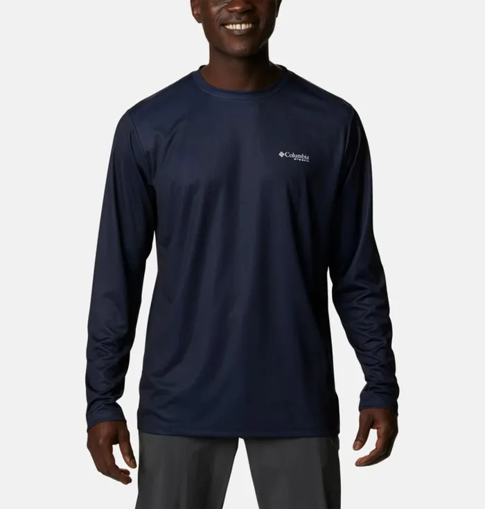 PHG Terminal Shot Game Flag Long Sleeve Shirt Collegiate Navy White Game Flag Mens Columbia Sportswear Long Sleeve PHG Terminal Shot Game Flag Long Sleeve Shirt Collegiate Navy White Game Flag Mens Columbia Sportswear Long Sleeve