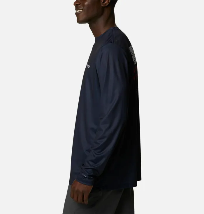 PHG Terminal Shot Game Flag Long Sleeve Shirt Collegiate Navy White Game Flag Mens Columbia Sportswear Long Sleeve PHG Terminal Shot Game Flag Long Sleeve Shirt Collegiate Navy White Game Flag Mens Columbia Sportswear Long Sleeve
