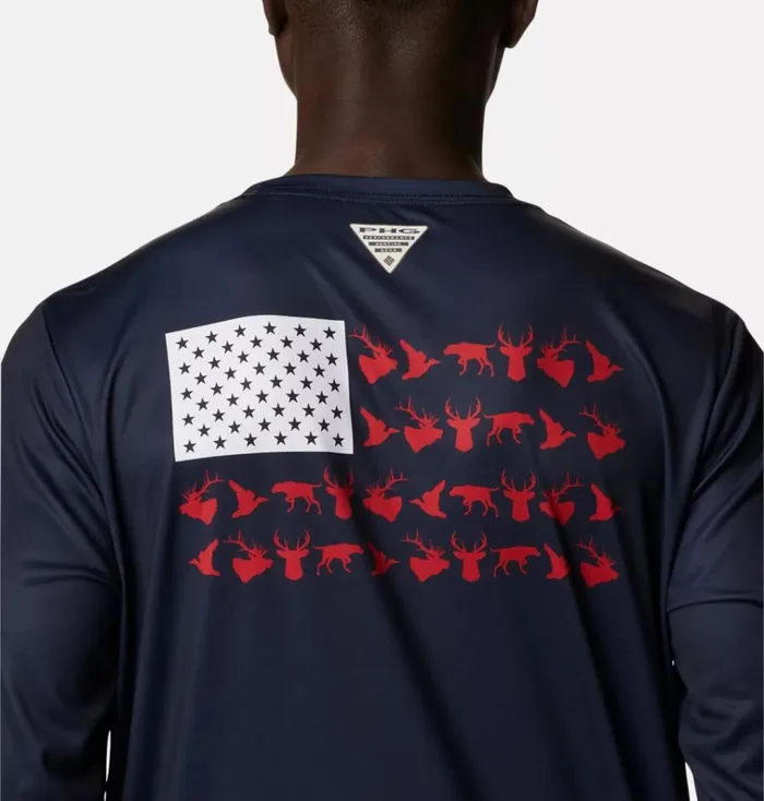 PHG Terminal Shot Game Flag Long Sleeve Shirt Collegiate Navy White Game Flag Mens Columbia Sportswear Long Sleeve PHG Terminal Shot Game Flag Long Sleeve Shirt Collegiate Navy White Game Flag Mens Columbia Sportswear Long Sleeve
