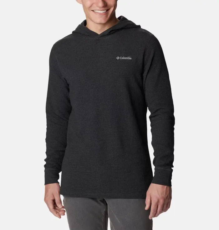 Pine Peak Waffle Hoodie Black Heather Mens Columbia Sportswear Long Sleeve