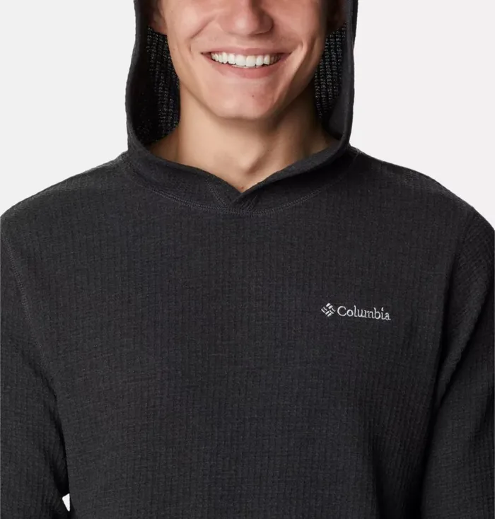 Pine Peak Waffle Hoodie Black Heather Mens Columbia Sportswear Long Sleeve