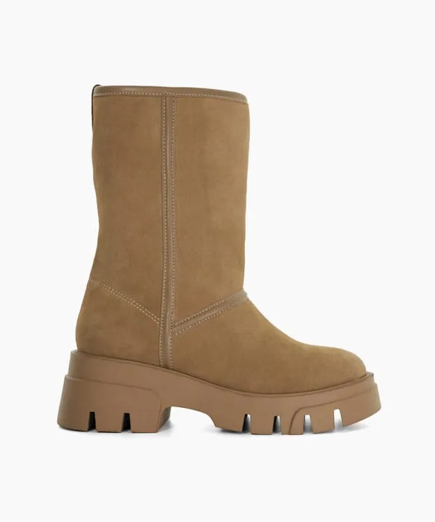 Podski Taupe Brog Lined Boot Dune London Neutral Women Dune London Ankle Boots