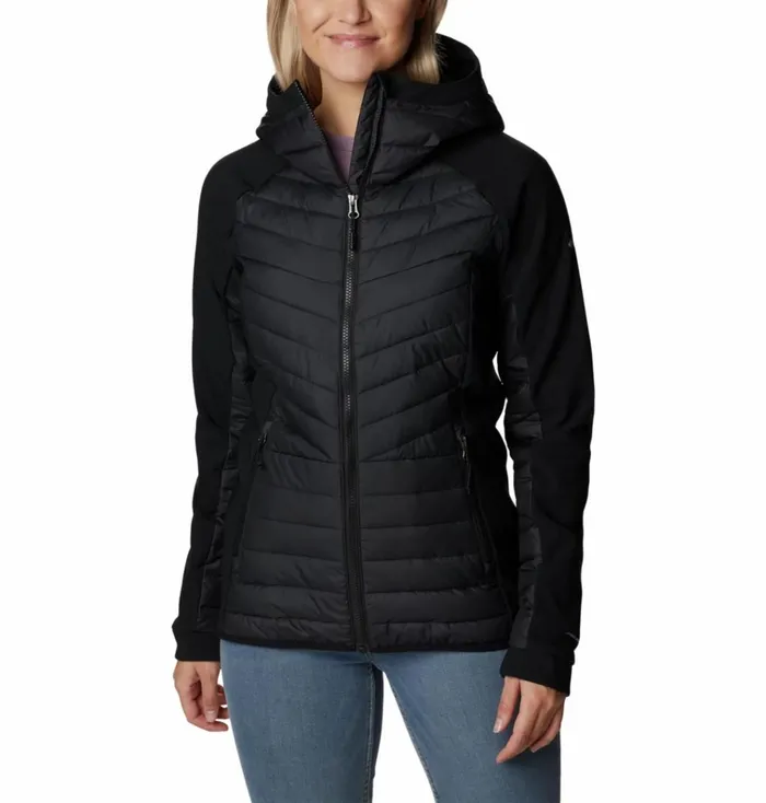 Powder Lite Hybrid Hooded Jacket Black Womens Columbia Sportswear Insulated and Down