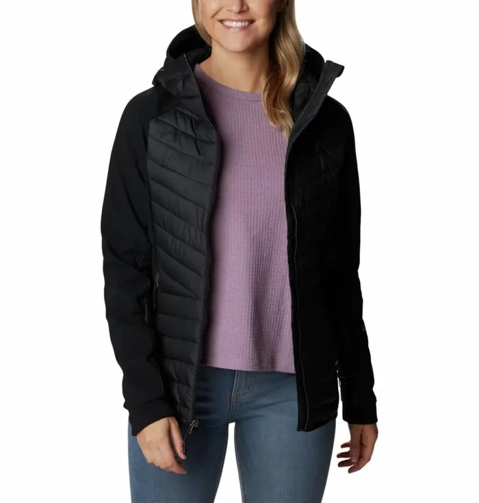 Powder Lite Hybrid Hooded Jacket Black Womens Columbia Sportswear Insulated and Down Powder Lite Hybrid Hooded Jacket Black Womens Columbia Sportswear Insulated and Down