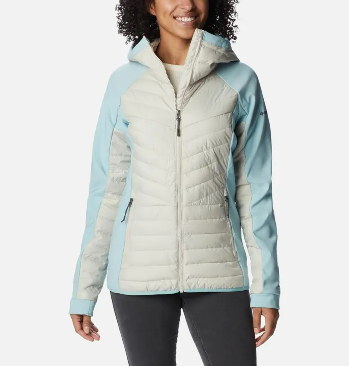 Powder Lite Hybrid Hooded Jacket Dark Stone Aqua Haze Womens Columbia Sportswear Insulated and Down Powder Lite Hybrid Hooded Jacket Dark Stone Aqua Haze Womens Columbia Sportswear Insulated and Down