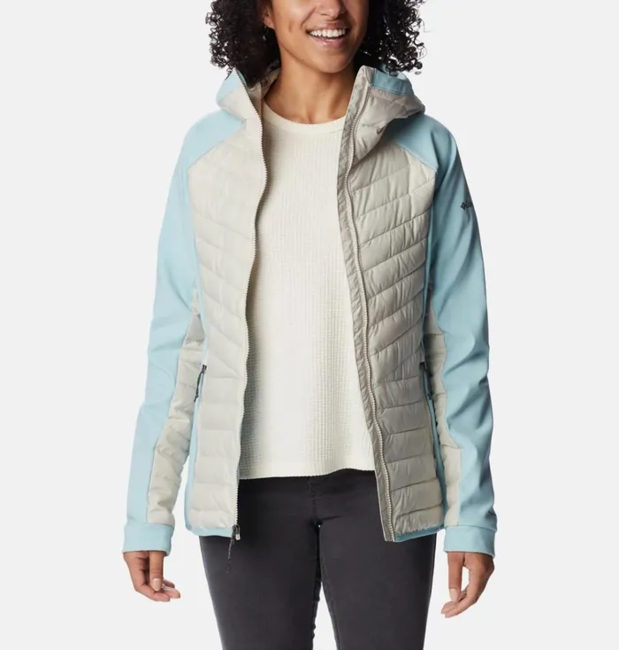 Powder Lite Hybrid Hooded Jacket Dark Stone Aqua Haze Womens Columbia Sportswear Insulated and Down Powder Lite Hybrid Hooded Jacket Dark Stone Aqua Haze Womens Columbia Sportswear Insulated and Down