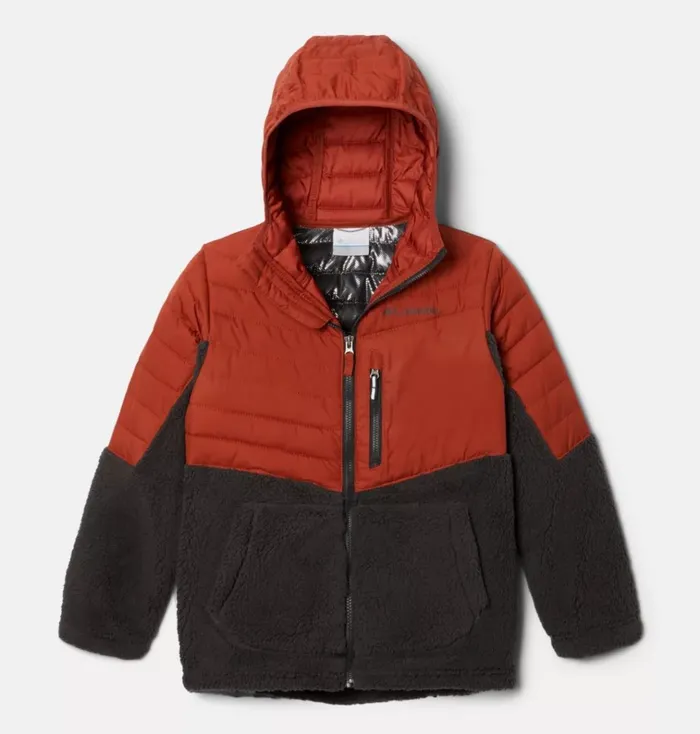 Powder Lite Novelty Hooded Jacket Warp Red Shark Kids Columbia Sportswear Jackets and Vests