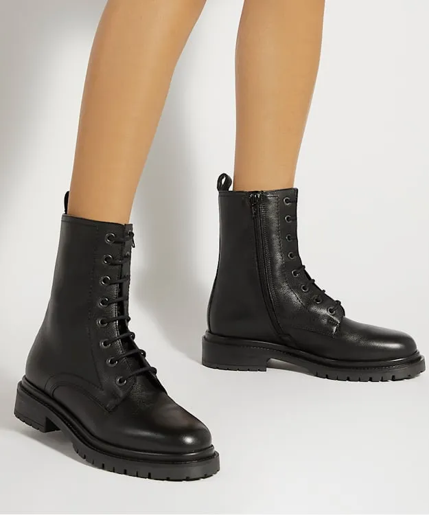 Prestonne Black Leather Cleated Sole Biker Boots Dune London Black Women Dune London Ankle Boots Prestonne Black Leather Cleated Sole Biker Boots Dune London Black Women Dune London Ankle Boots