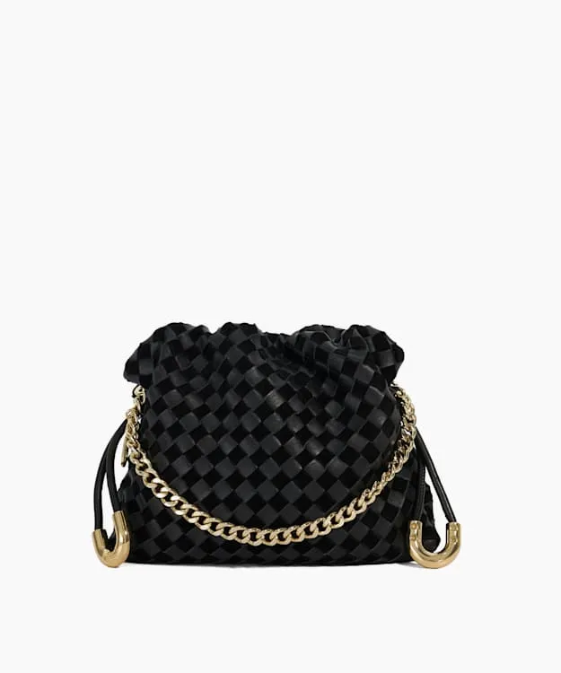Primrose S Black Small Drawstring Woven Leather Bag Dune London Black Women Dune London Handbags Primrose S Black Small Drawstring Woven Leather Bag Dune London Black Women Dune London Handbags
