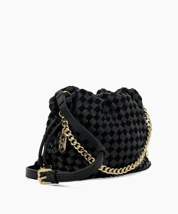 Primrose S Black Small Drawstring Woven Leather Bag Dune London Black Women Dune London Handbags Primrose S Black Small Drawstring Woven Leather Bag Dune London Black Women Dune London Handbags