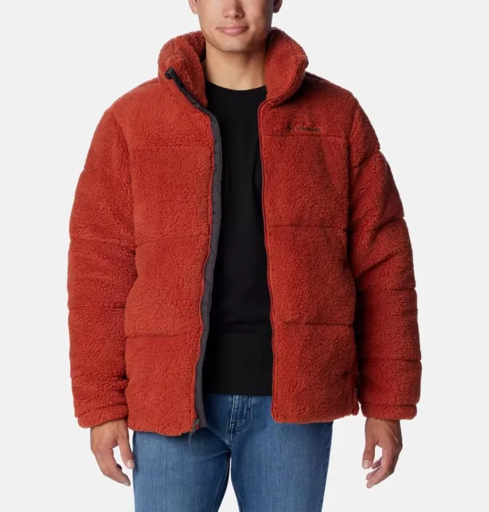 Puffect Sherpa Jacket Warp Red Mens Columbia Sportswear Insulated and Down
