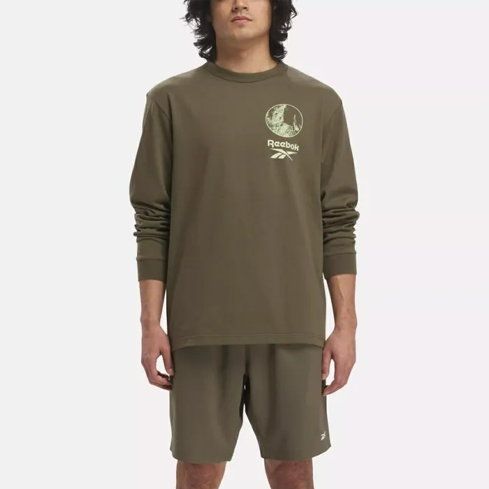 Reebok Classics Adventure Long Sleeve TShirt Armygreen WomenMen Tops and TShirts