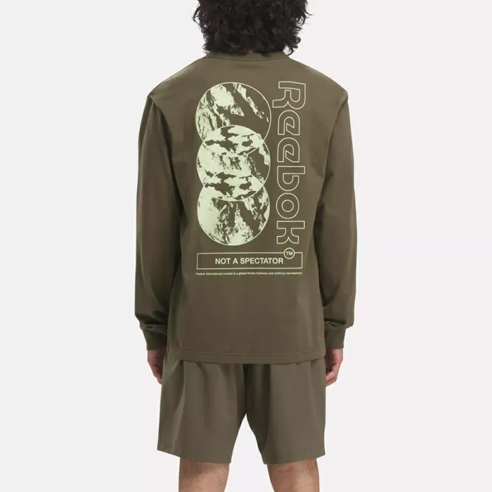 Reebok Classics Adventure Long Sleeve TShirt Armygreen WomenMen Tops and TShirts
