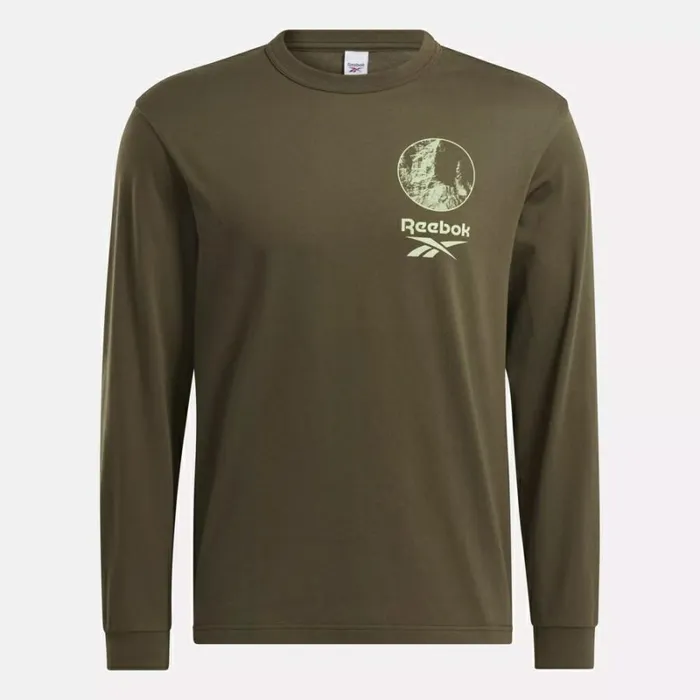 Reebok Classics Adventure Long Sleeve TShirt Armygreen WomenMen Tops and TShirts