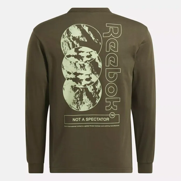 Reebok Classics Adventure Long Sleeve TShirt Armygreen WomenMen Tops and TShirts
