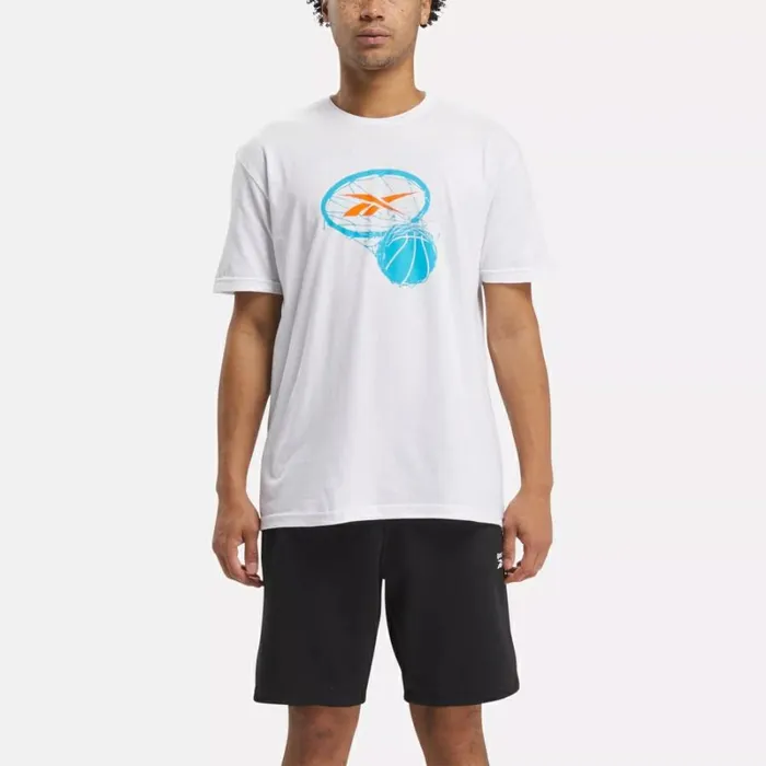 Reebok Downtown Basketball Tee White Men Tops and TShirts