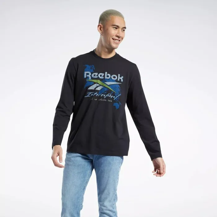 Reebok Graphic Series PreSeason Long Sleeve TShirt Black WomenMen Tops and TShirts