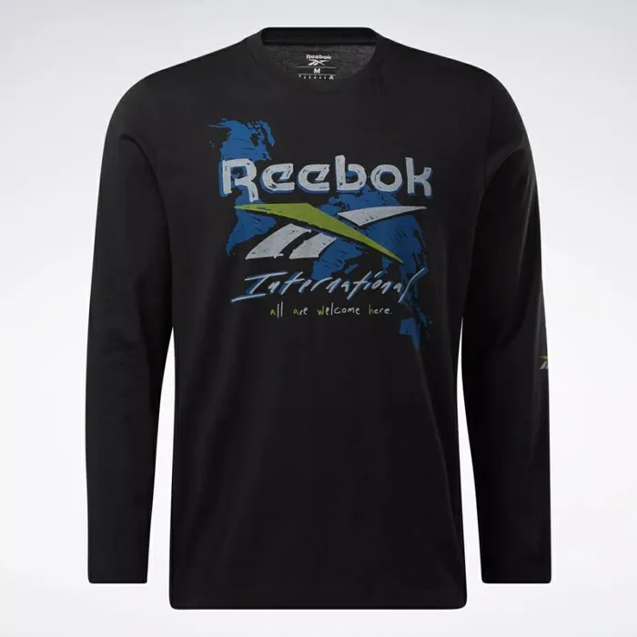 Reebok Graphic Series PreSeason Long Sleeve TShirt Black WomenMen Tops and TShirts