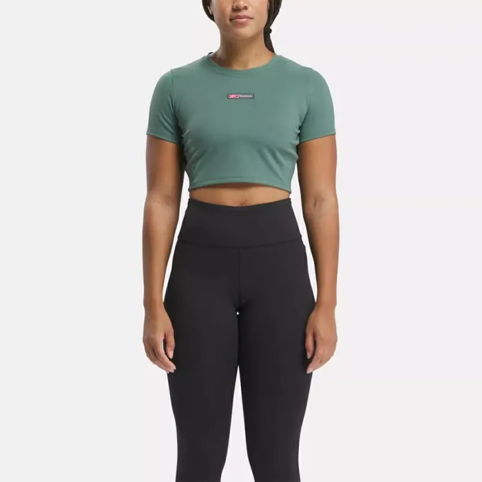 Reebok Lux Bold Cropped Tee Trekgreen Women Tops and TShirts