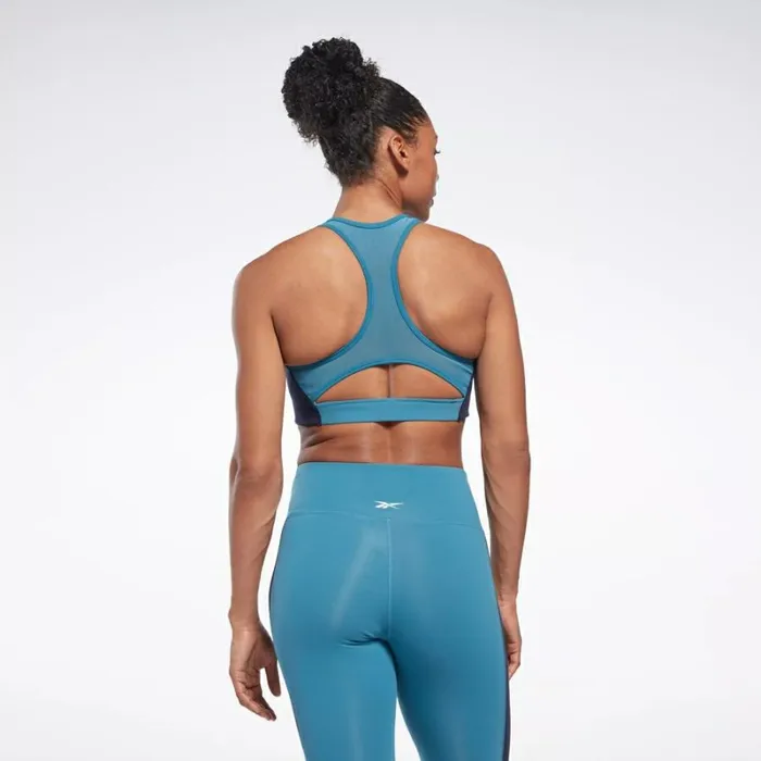 Reebok Lux Racer Padded Colorblock Bra Steelyblues23r Women Sports Bras