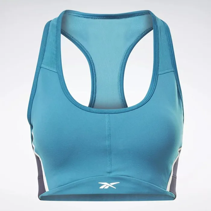 Reebok Lux Racer Padded Colorblock Bra Steelyblues23r Women Sports Bras