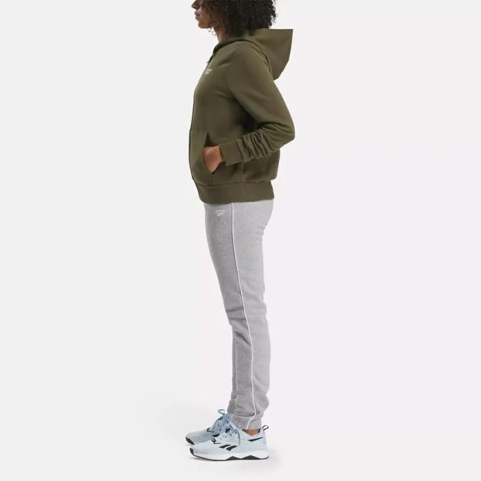 Reebok Reebok Identity Small Logo Fleece FullZip Sweatshirt Armygreen Women Hoodies and Sweatshirts