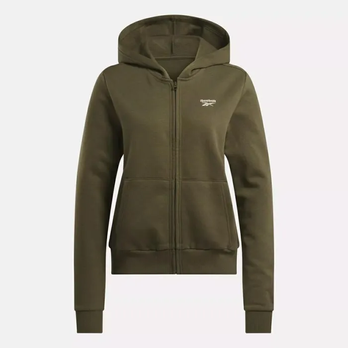 Reebok Reebok Identity Small Logo Fleece FullZip Sweatshirt Armygreen Women Hoodies and Sweatshirts