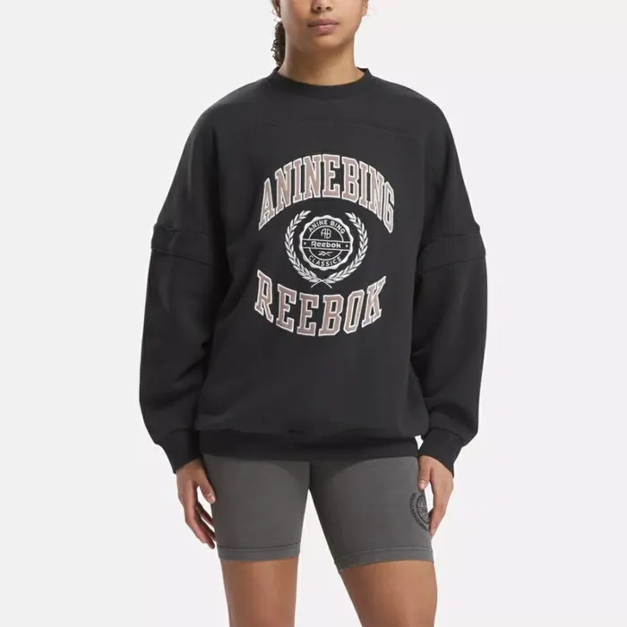 Reebok Reebok X ANINE BING Oversized Crew Nightblack Women Hoodies and Sweatshirts