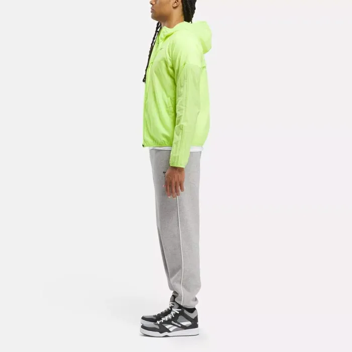 Reebok Running Hooded Jacket Laserlime Men Hoodies and Sweatshirts