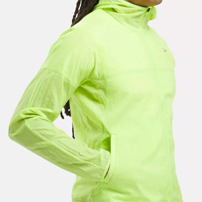 Reebok Running Hooded Jacket Laserlime Men Hoodies and Sweatshirts