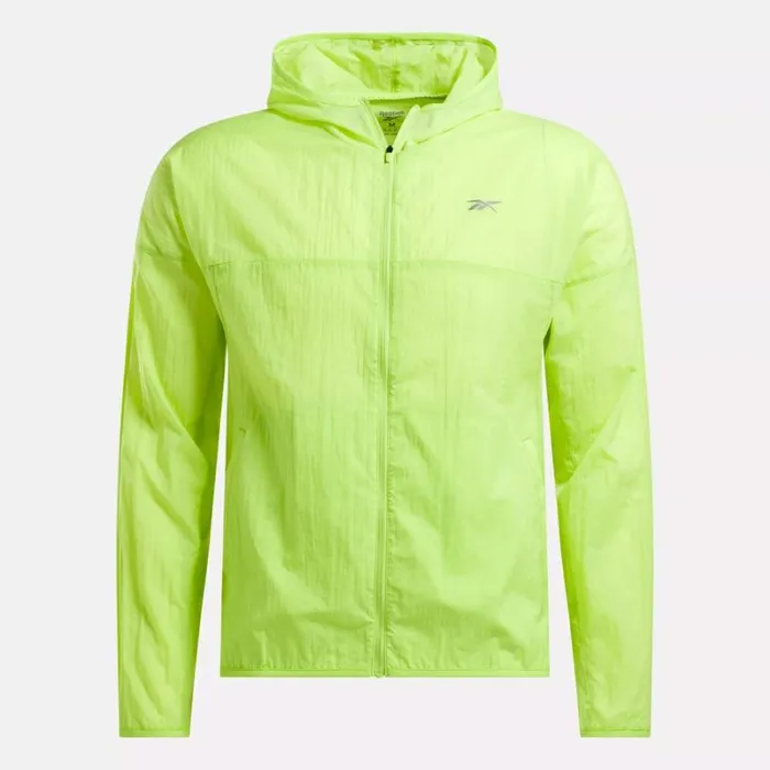 Reebok Running Hooded Jacket Laserlime Men Hoodies and Sweatshirts