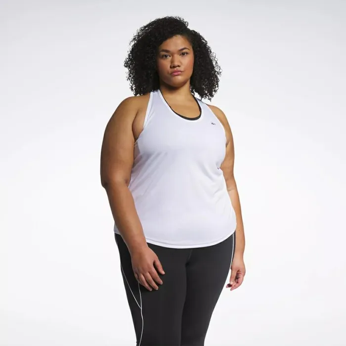 Reebok Workout Ready Mesh Back Tank Top Plus Size White Women Tops and TShirts