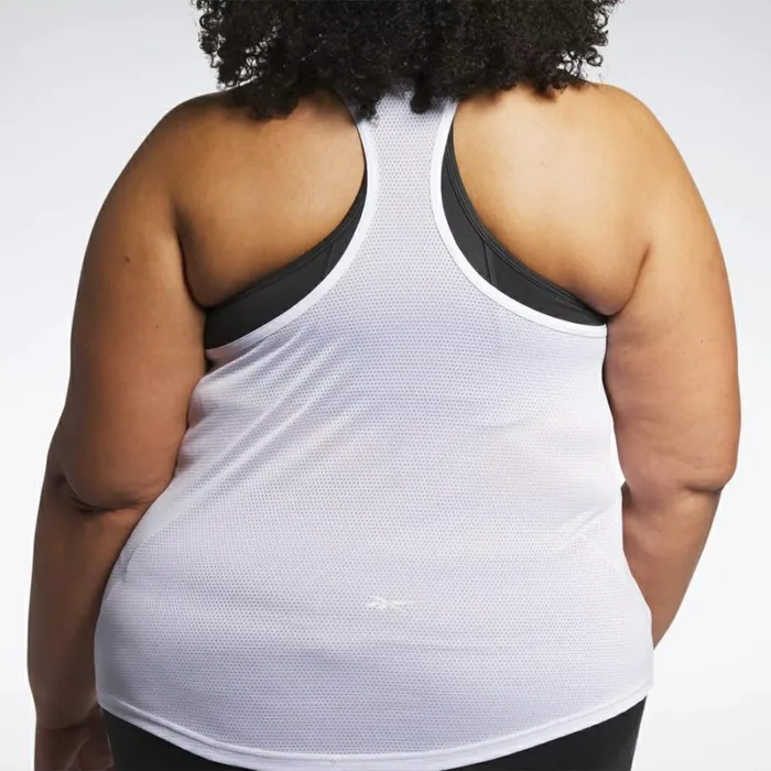 Reebok Workout Ready Mesh Back Tank Top Plus Size White Women Tops and TShirts