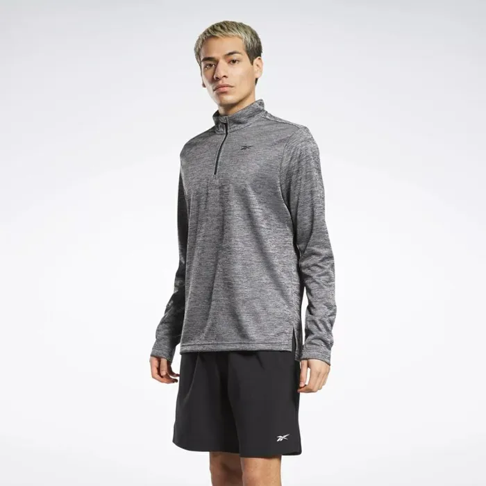 Reebok Workout Ready QuarterZip Top Puregrey3 Men Hoodies and Sweatshirts