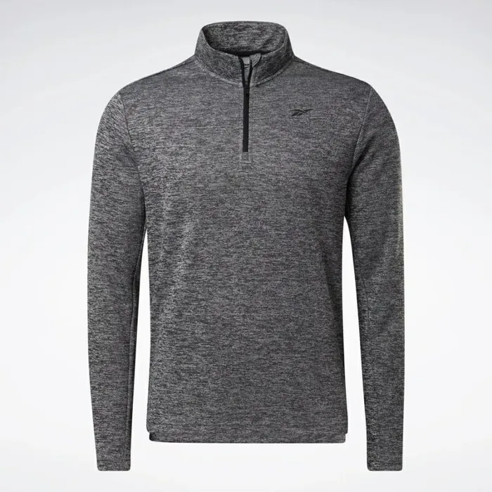 Reebok Workout Ready QuarterZip Top Puregrey3 Men Hoodies and Sweatshirts