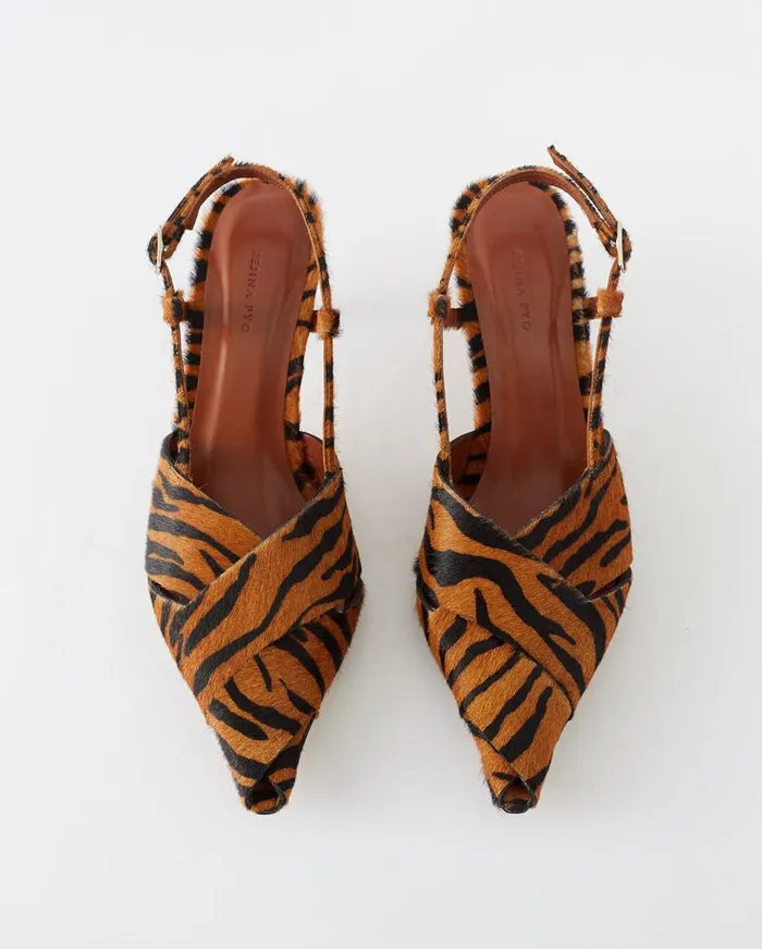 REJINA PYO Heels Wrap Kitten Heels Calfhair Print Brown 8211 Shop REJINA PYO Heels Wrap Kitten Heels Calfhair Print Brown 8211 Shop