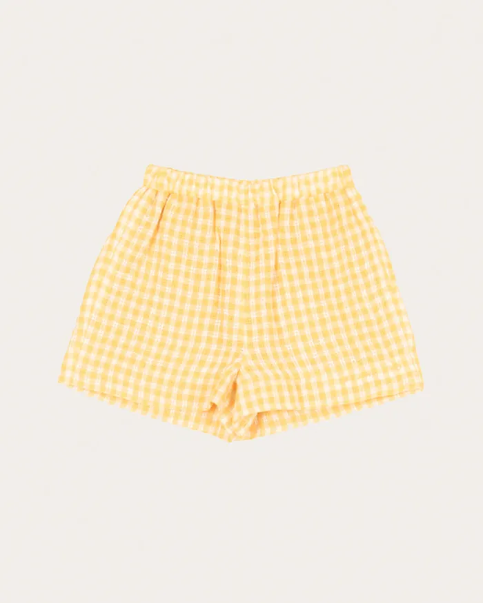 REJINA PYO Kids Bottoms Miki Shorts Linen Check Yellow 8211 Shop